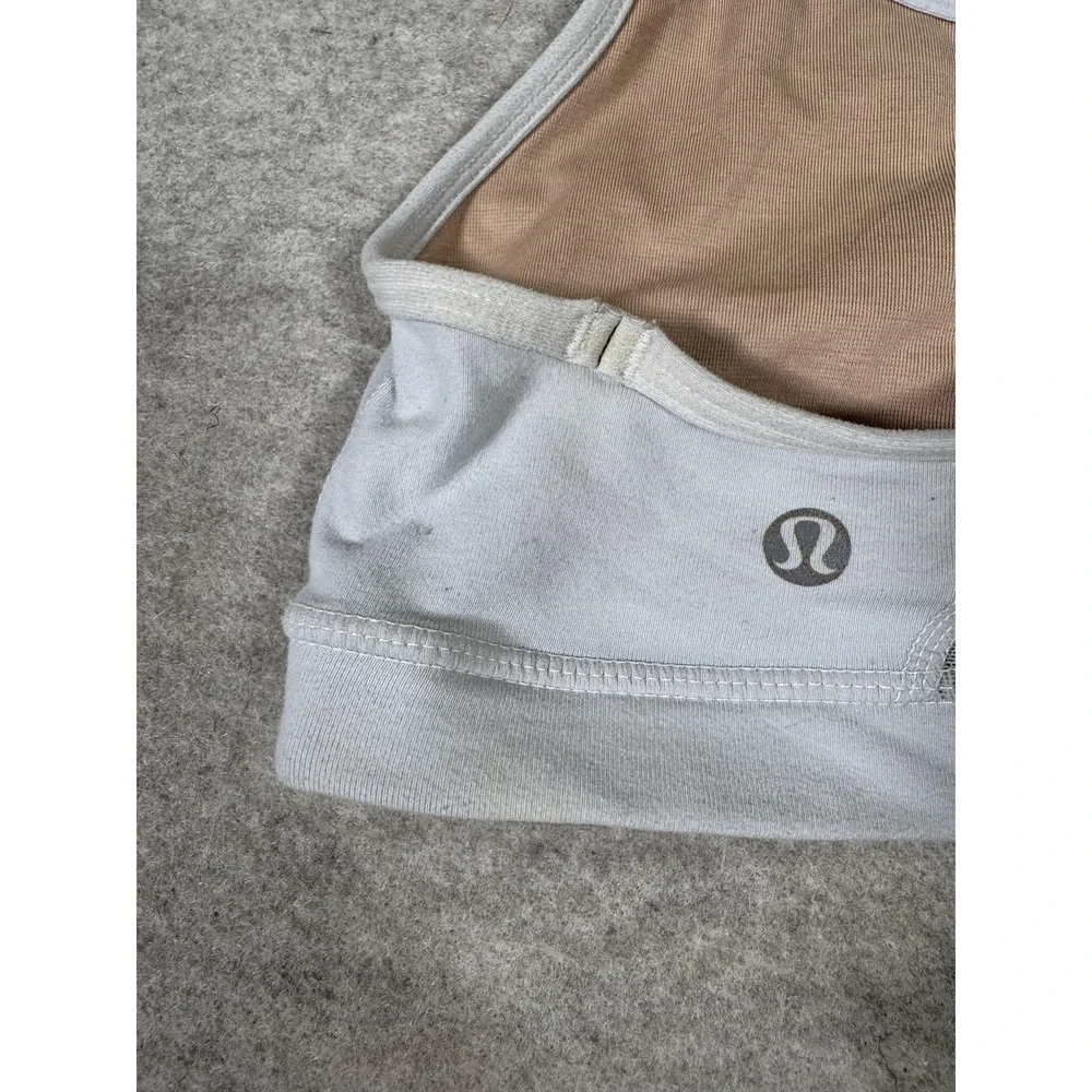 Lululemon Sports Bra Womens 4 Gray Lined Racerback Mesh Yoga Athletic Gym